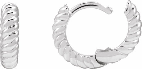 14K White Gold Hinged Rope Hoop Earrings