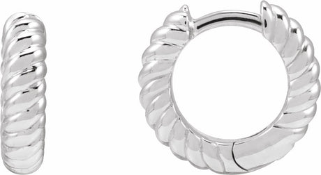 14K White Gold Hinged Rope Hoop Earrings