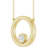 14K Yellow Gold 1/6 CT Natural Diamond Geometric 18" Necklace
