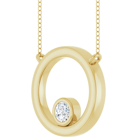 14K Yellow Gold 1/6 CT Natural Diamond Geometric 18" Necklace