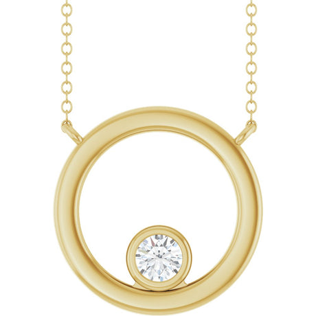 14K Yellow Gold 1/6 CT Natural Diamond Geometric 18" Necklace