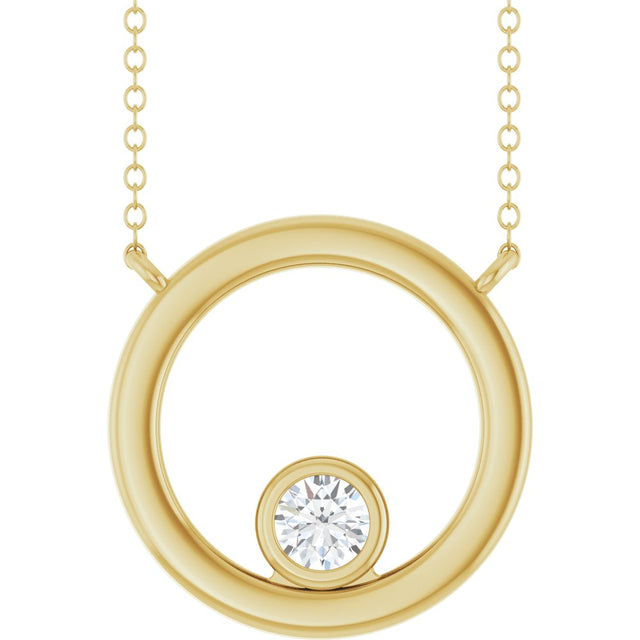 14K Yellow Gold 1/6 CT Natural Diamond Geometric 18" Necklace