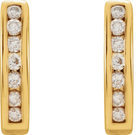 14K Yellow 1/4 CTW Natural Diamond J-Hoop Earrings