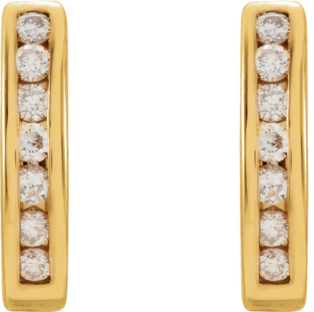 14K Yellow Gold 1/4 CTW Natural Diamond J-Hoop Earrings