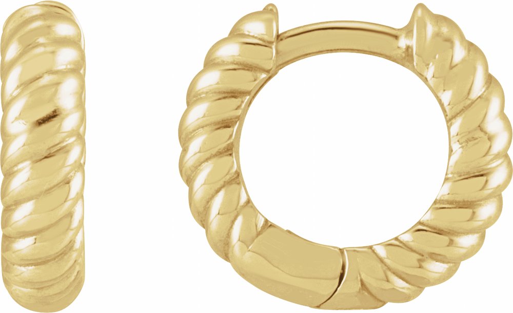 14K Yellow Gold Hinged Rope Hoop Earrings