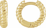 14K Yellow Gold Hinged Rope Hoop Earrings