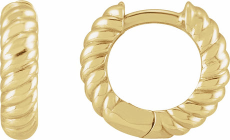 14K Yellow Gold Hinged Rope Hoop Earrings