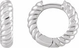 14K White Gold Hinged Rope Hoop Earrings