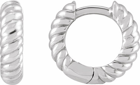 14K White Gold Hinged Rope Hoop Earrings