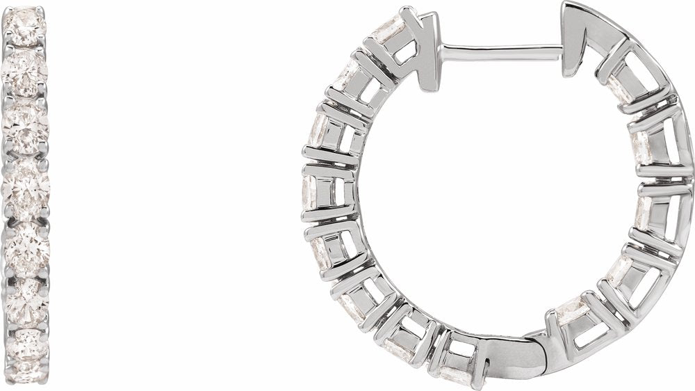 14K White Gold 2 5/8 CTW Lab-Grown Diamond Inside-Outside 20.6 mm Hoop Earrings