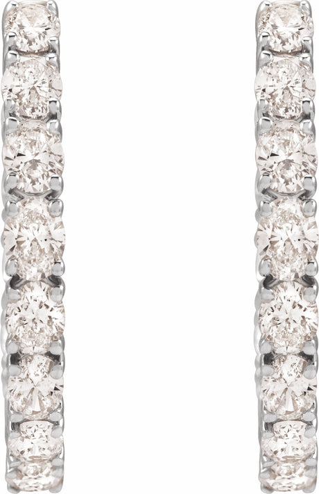 14K White Gold 2 5/8 CTW Natural Diamond Inside-Outside 20.6 mm Hoop Earrings