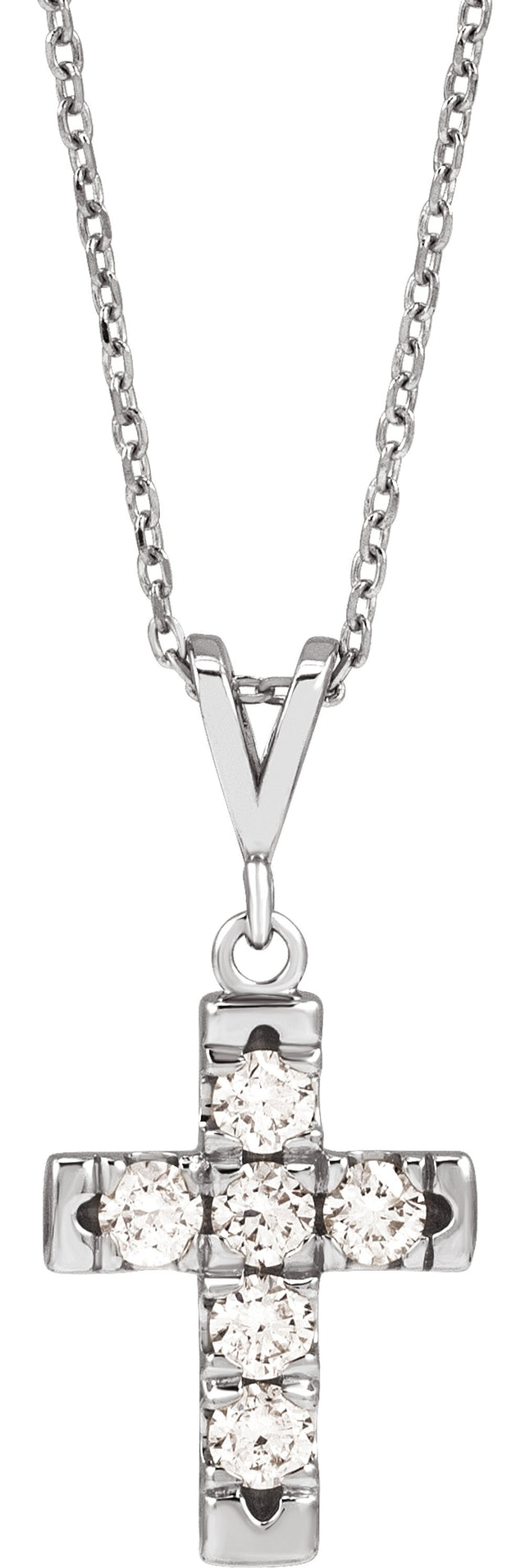 14K White Gold 1/2 CTW Natural Diamond French-Set Cross 16-18" Necklace