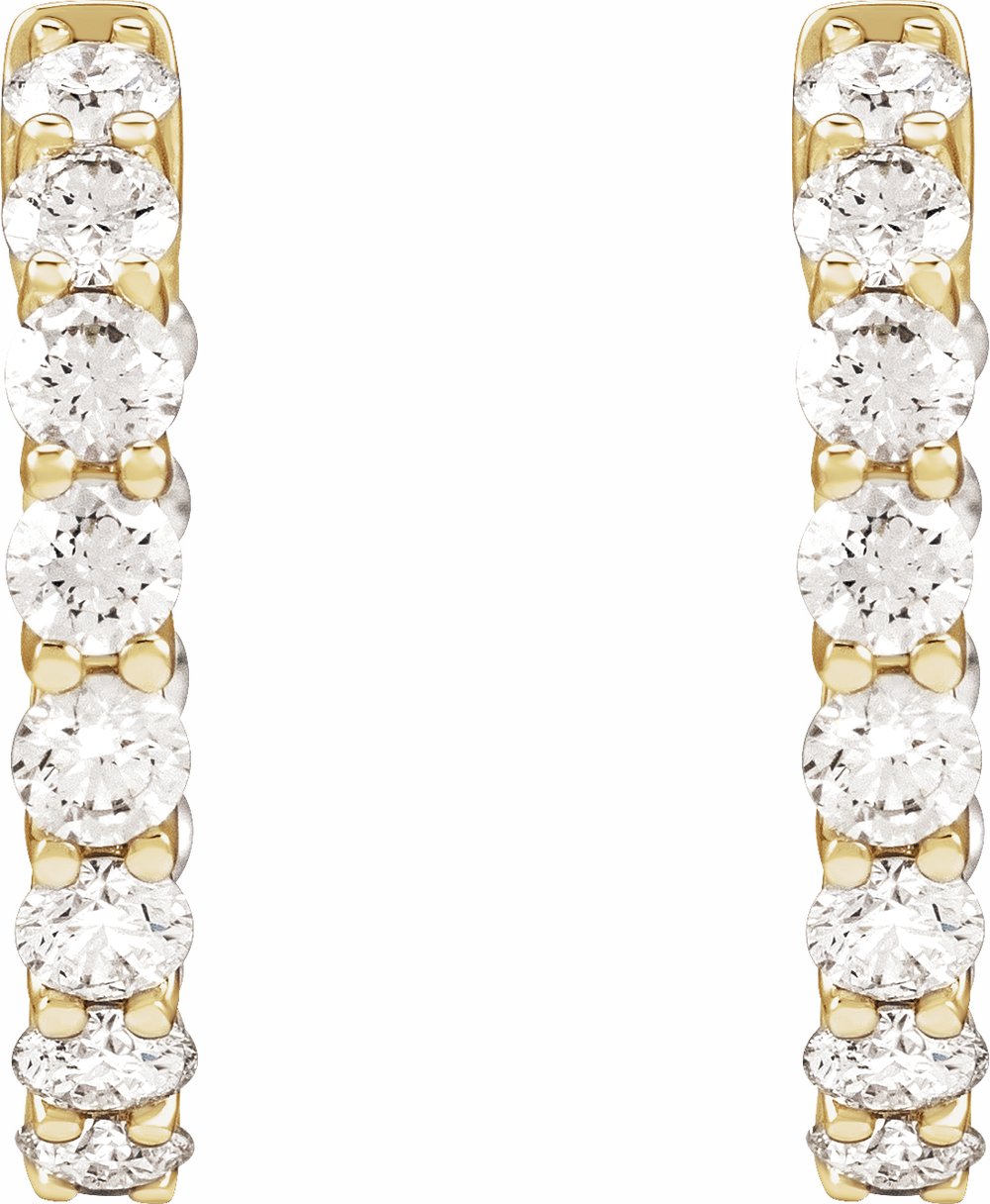 14K Yellow 2 1/5 CTW Natural Diamond Inside-Outside Hoop Earrings