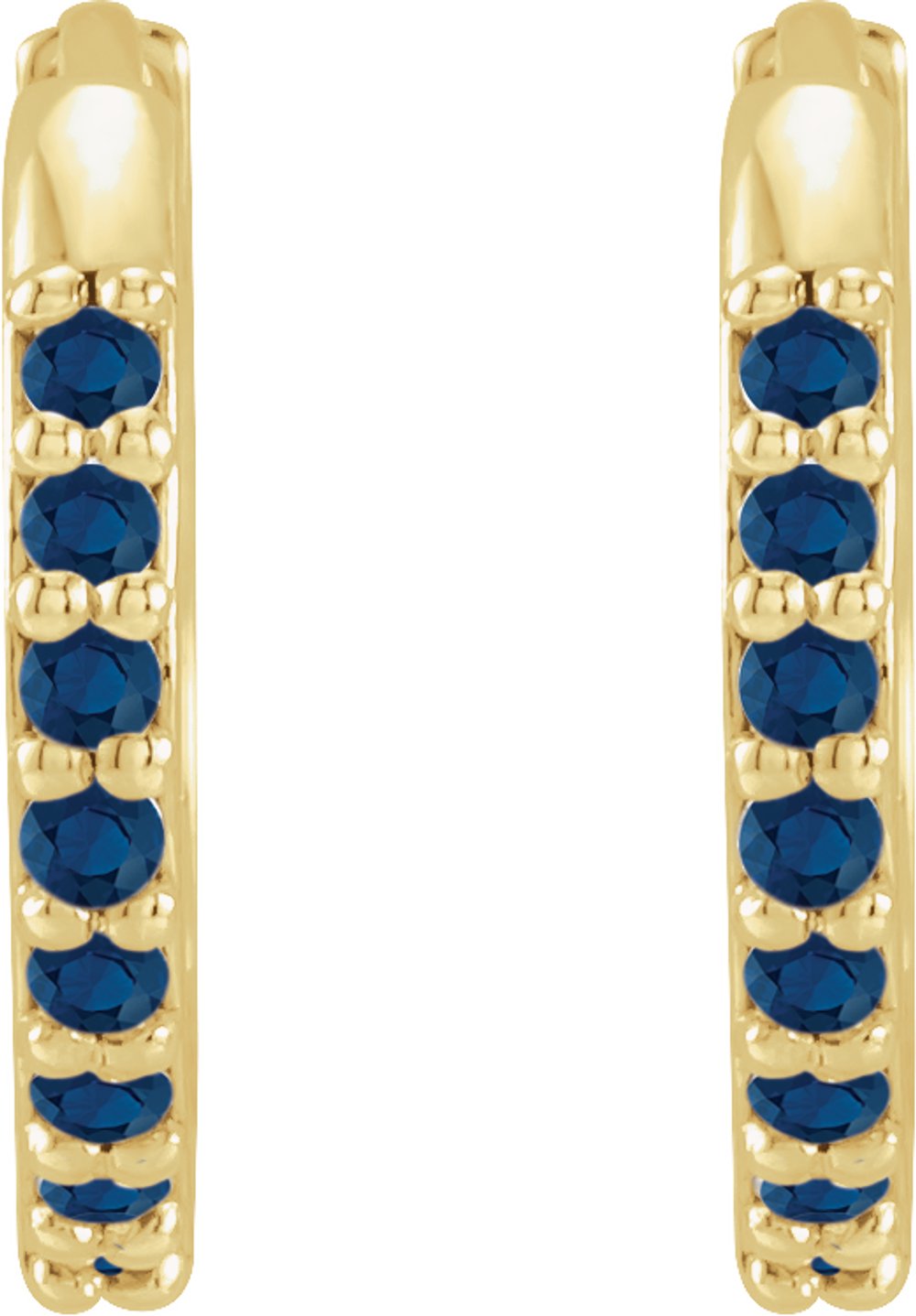 14K Yellow Lab-Grown Blue Sapphire 12.5 mm Huggie Earrings