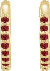 14K Yellow Lab-Grown Ruby 12.5 mm Huggie Earrings