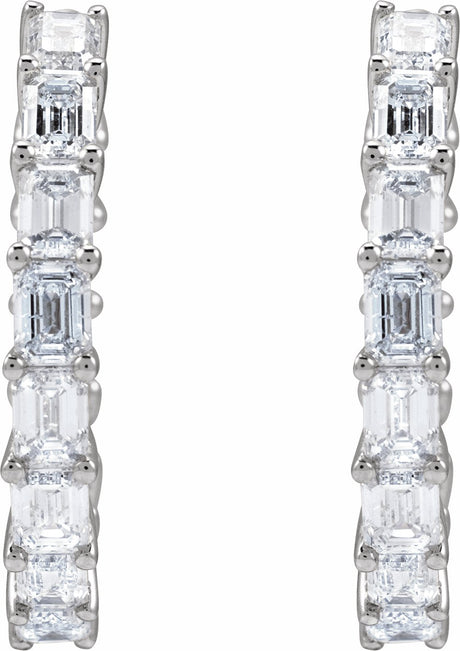 14K White Gold 3 CTW Natural Diamond Inside-Outside 21.2 mm Hoop Earrings