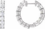 14K White Gold 3 CTW Natural Diamond Inside-Outside 21.2 mm Hoop Earrings