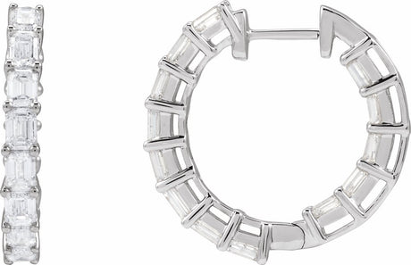 14K White Gold 3 CTW Natural Diamond Inside-Outside 21.2 mm Hoop Earrings