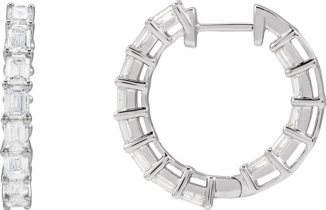 14K White Gold 3 CTW Natural Diamond Inside-Outside 21.2 mm Hoop Earrings