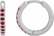 14K White Lab-Grown Ruby Hinged 12.5 mm Hoop Earrings