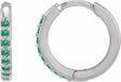 14K White Gold Lab-Grown Emerald Hinged 12.5 mm Hoop Earrings