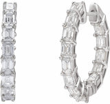 14K White Gold 3 CTW Natural Diamond Inside-Outside 21.2 mm Hoop Earrings