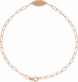 14K Rose Engravable Oval 7" Bracelet