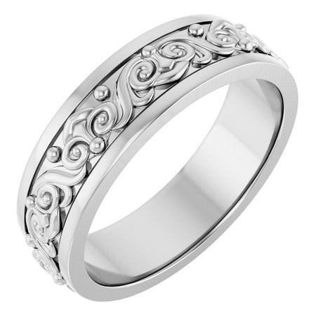 Continuum Sterling Silver 6.2 mm Sculptural Flat Band Size 9.5