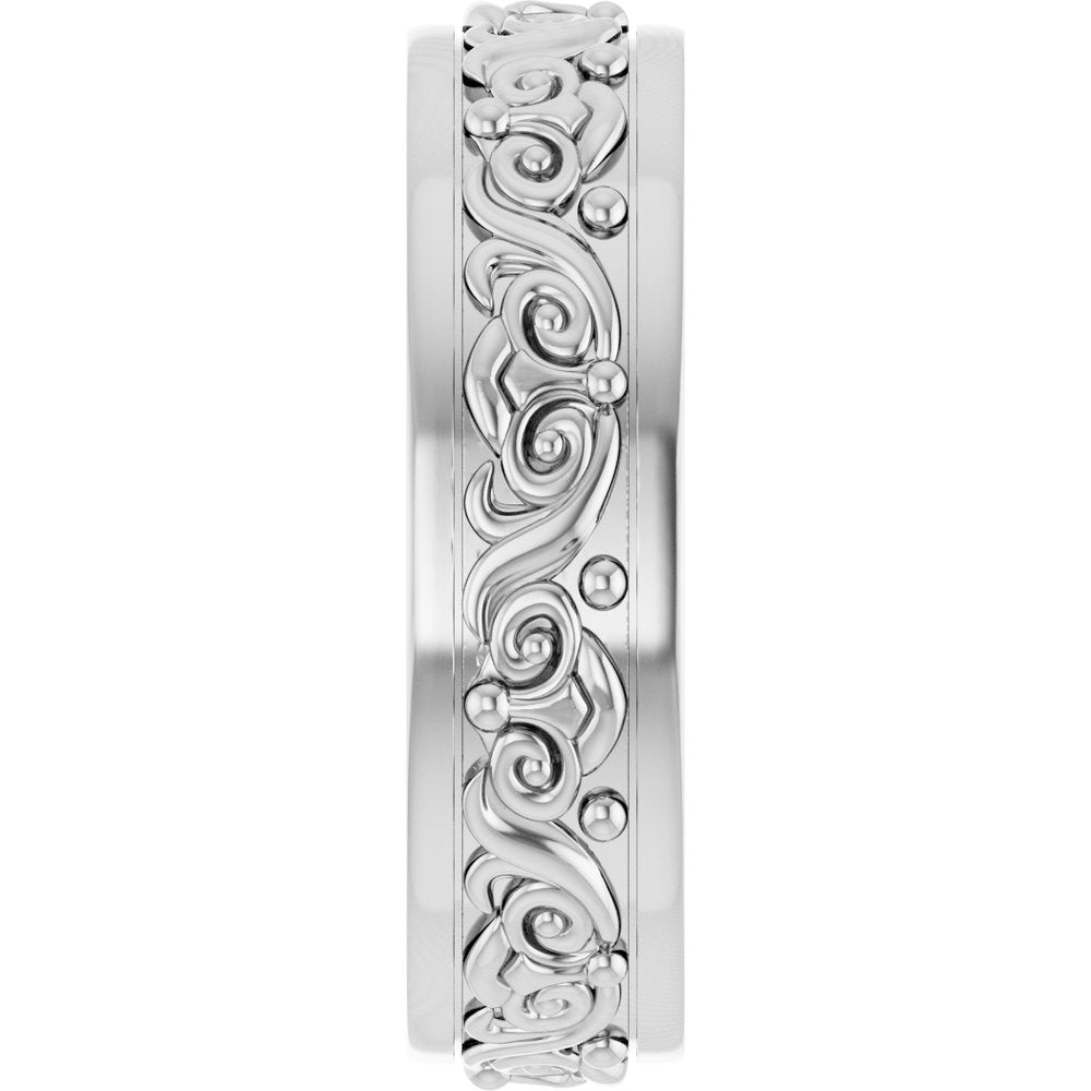 Continuum Sterling Silver 6.2 mm Sculptural Flat Band Size 9.5
