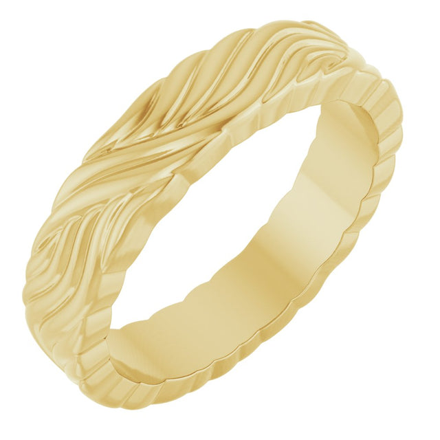 14K Yellow Gold 4.2 mm Sculptural Band Size 5