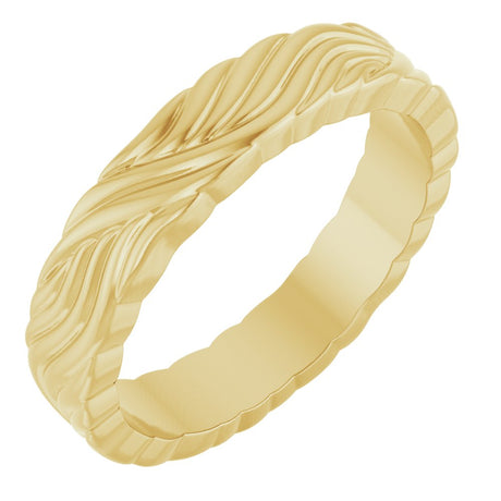10K Yellow Gold 4.2 mm Sculptural Band Size 6.5