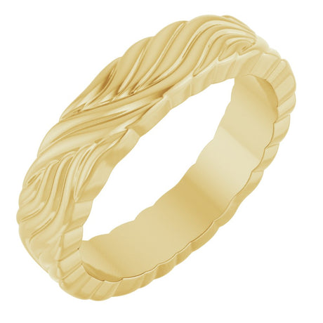 14K Yellow Gold 4.2 mm Sculptural Band Size 4.5