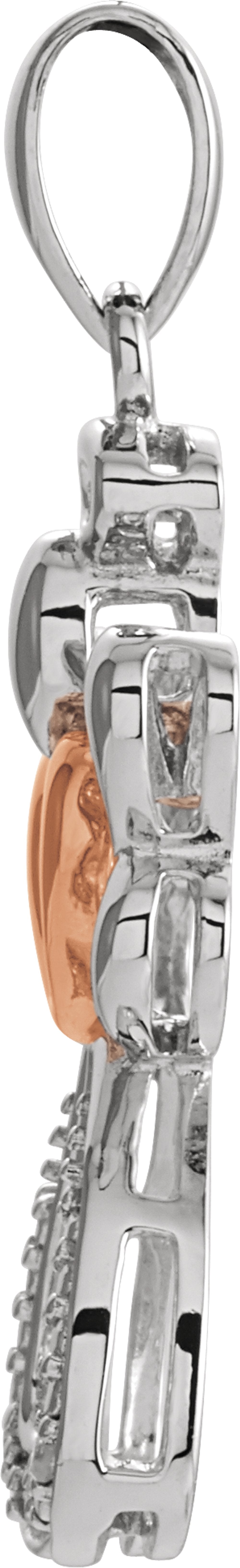 Sterling Silver &  14K Rose Gold Vermeil .006 CTW Natural Diamond Angel Pendant 