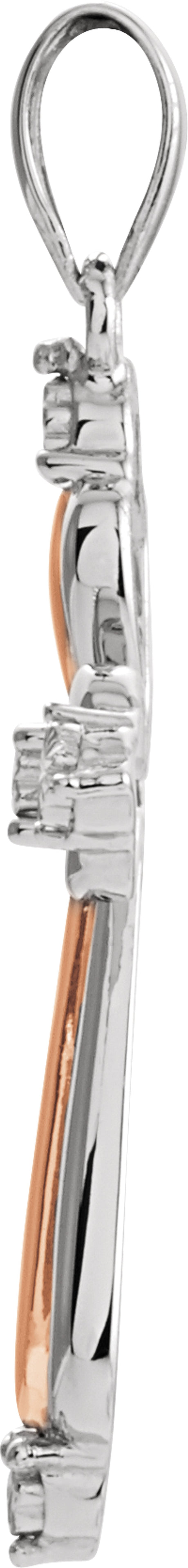 14K Rose Gold-Plated Sterling Silver .03 CT Natural Diamond Cross Pendant 