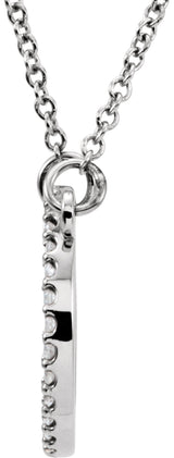 14K White Gold 1/8 CTW Natural Diamond Circle 16" Necklace
