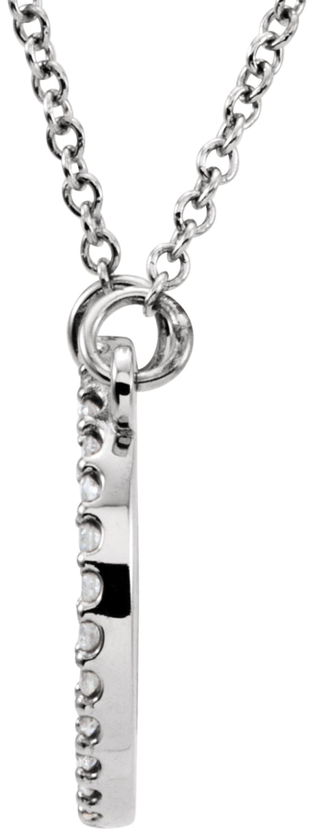 14K White Gold 1/8 CTW Natural Diamond Circle 16" Necklace