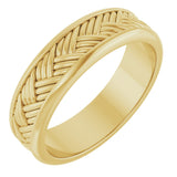 14K Yellow Gold 5.4 mm Woven-Design Flat Band Size 10