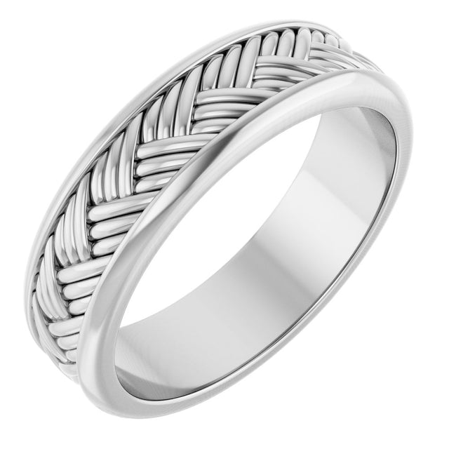 Sterling Silver 5.4 mm Woven-Design Flat Band Size 10
