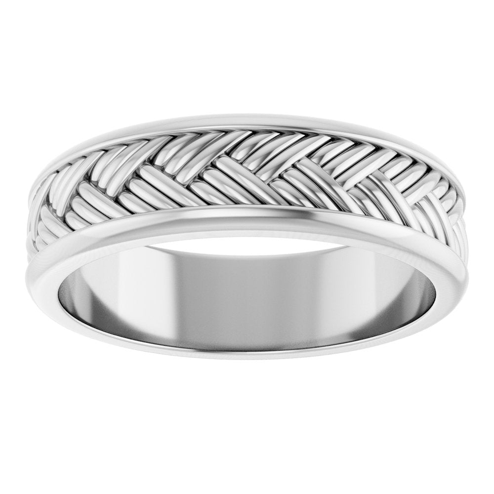 Sterling Silver 5.4 mm Woven-Design Flat Band Size 10