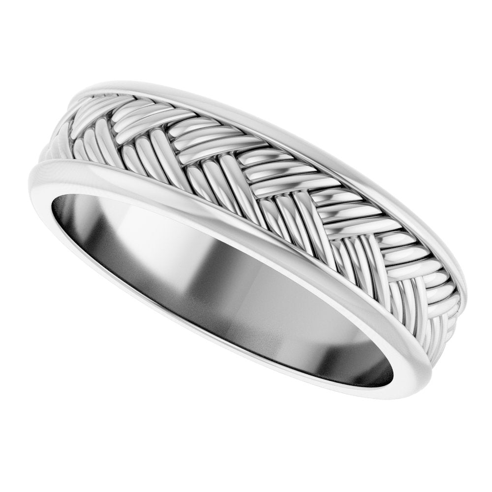Sterling Silver 5.4 mm Woven-Design Flat Band Size 10