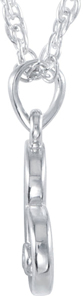 Sterling Silver .015 CT Natural Diamond Heart 18" Necklace