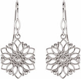 Sterling Silver 20.5x7 mm Floral Earrings