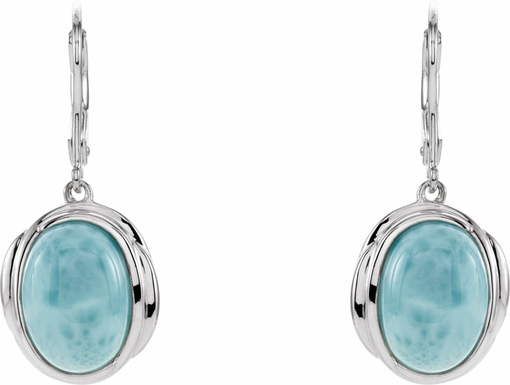 Sterling Silver Natural Larimar Earrings