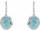 Sterling Silver Natural Larimar Earrings