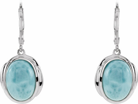 Sterling Silver Natural Larimar Earrings