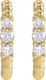 14K Yellow Gold 3/8 CTW Natural Diamond Beaded 19.3 mm Hoop Earrings