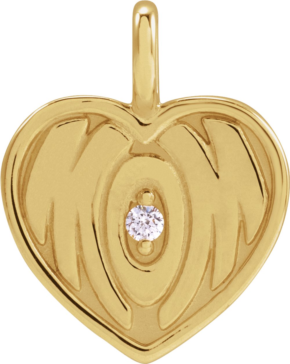 14K Yellow .025 CT Natural Diamond Engravable Mom Pendant