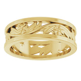 14K Yellow Gold 5.8 mm Floral Flat Band Size 7