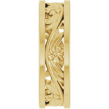 14K Yellow Gold 5.8 mm Floral Flat Band Size 7