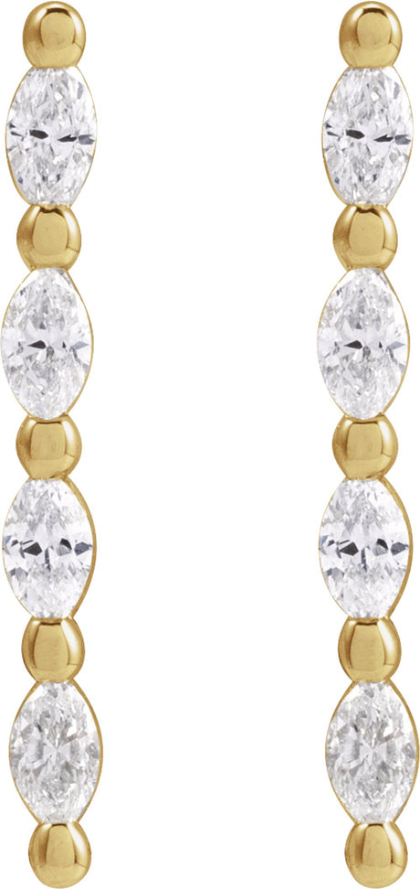 14K Yellow 1/6 CTW Natural Diamond Bar Earring